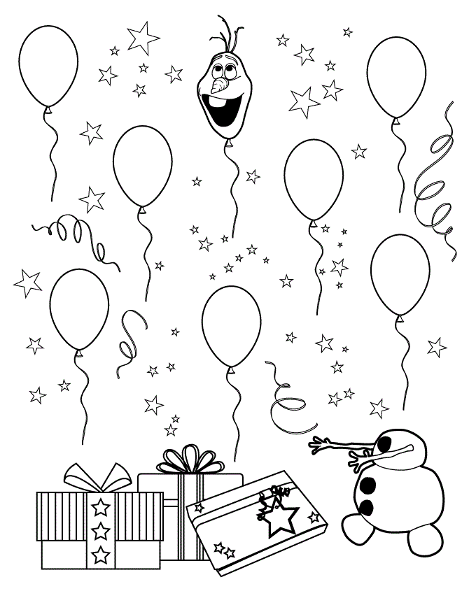 Olaf Head Is A Balloon Colouring Page
