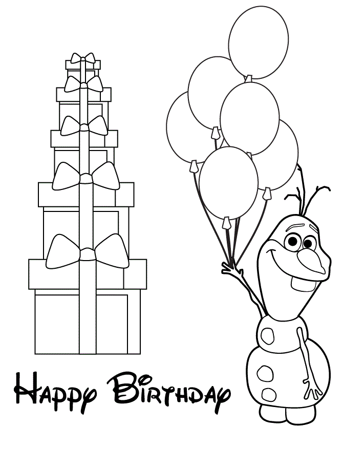 Olaf Holding Balloons Colouring Page Coloring Page
