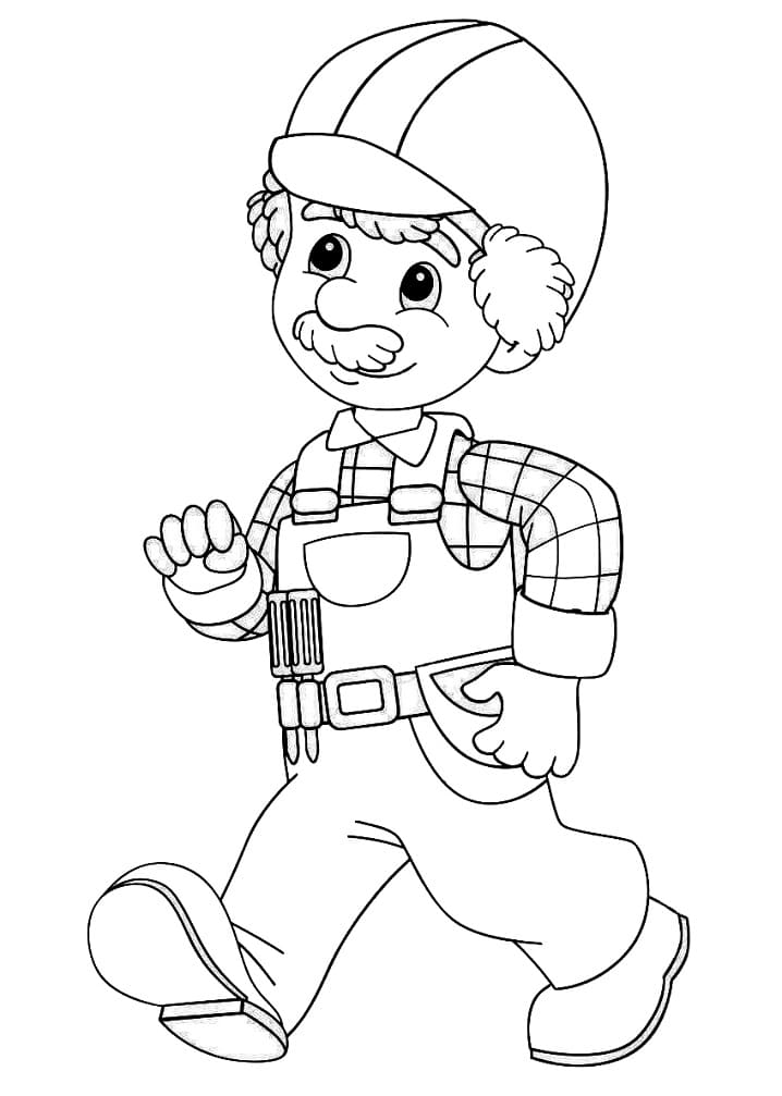 Old Construction Worker Coloring Page