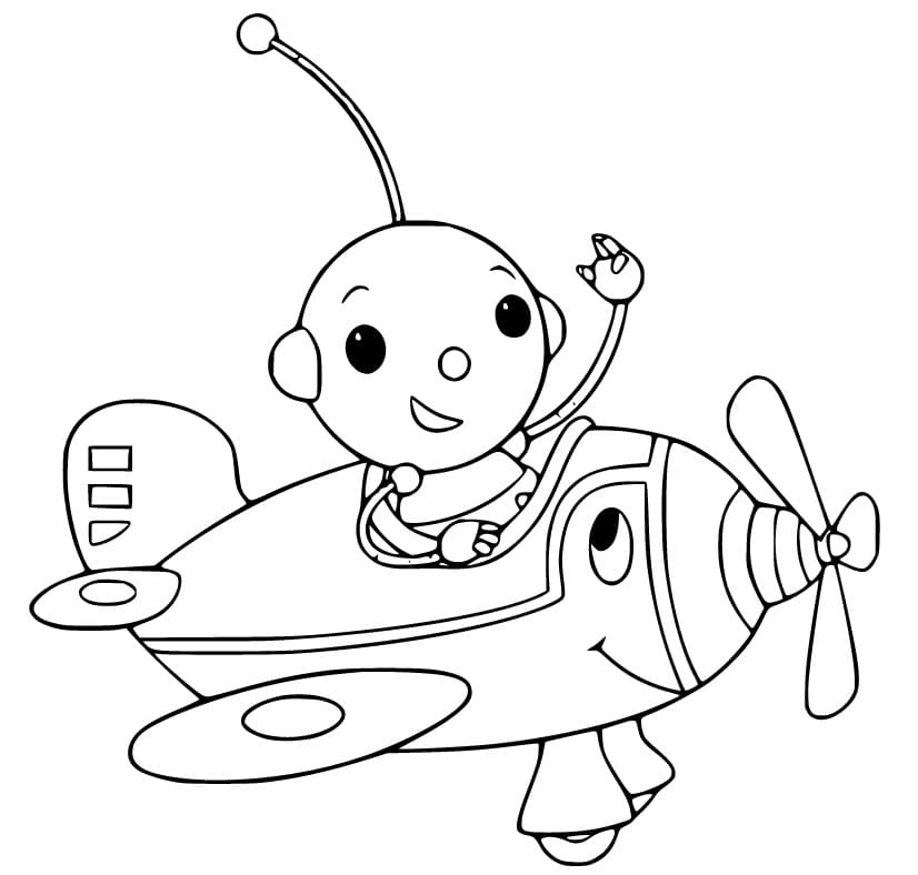 Olie Polie and Cute Plane Coloring Page