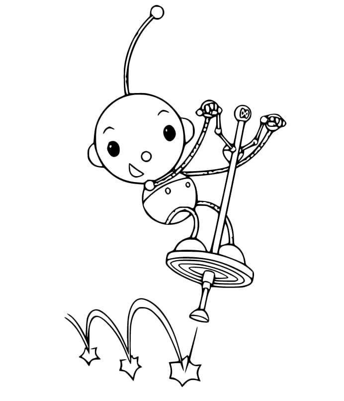 Olie Polie and Pogo Stick Coloring Page