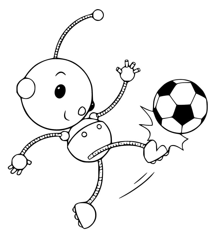 Olie Polie Kicking the Ball Coloring Page