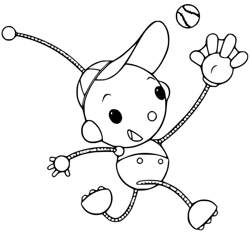 Olie Polie Playing Baseball Coloring Page