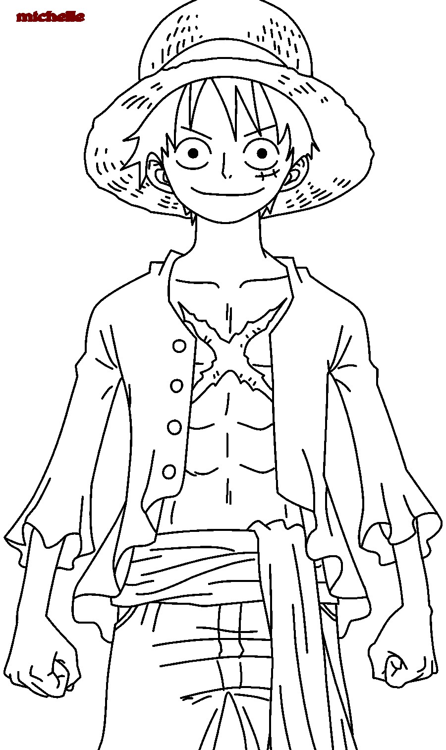 One Piece Luffy After 2 Years Coloring Page