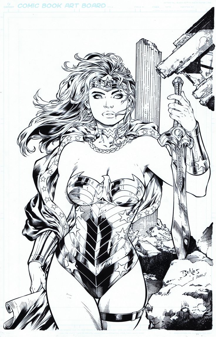 Original Wonder Woman Cute By Ed Benes Dc Comics Coloring Page