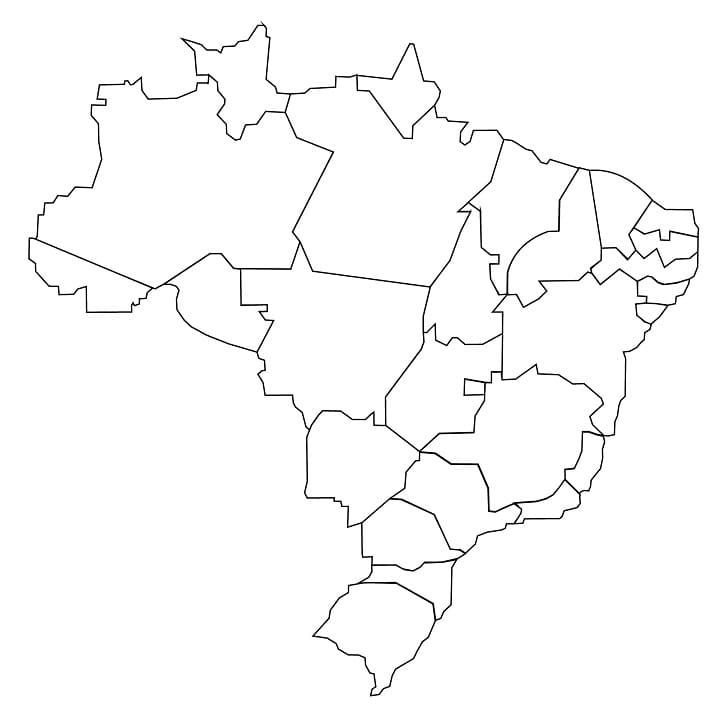 Outline Map of Brazil with States