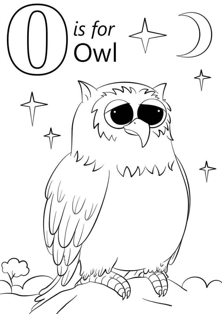 Owl Letter O Coloring Page