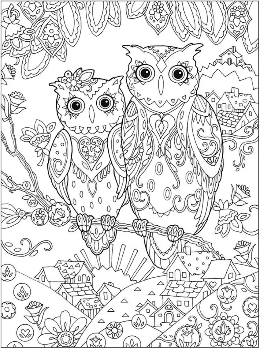 Owl Mindfulness Cool Coloring Page