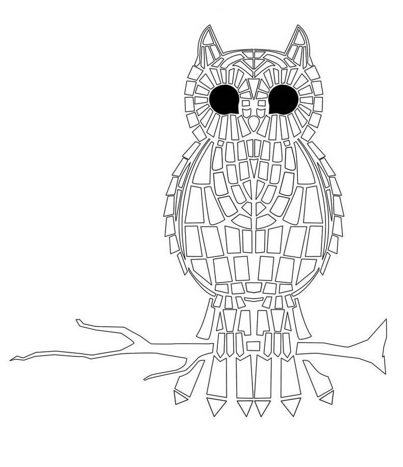 Owl Mosaic Coloring Page