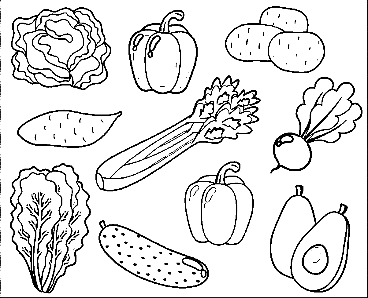 Page Of Various Vegetables For Coloring