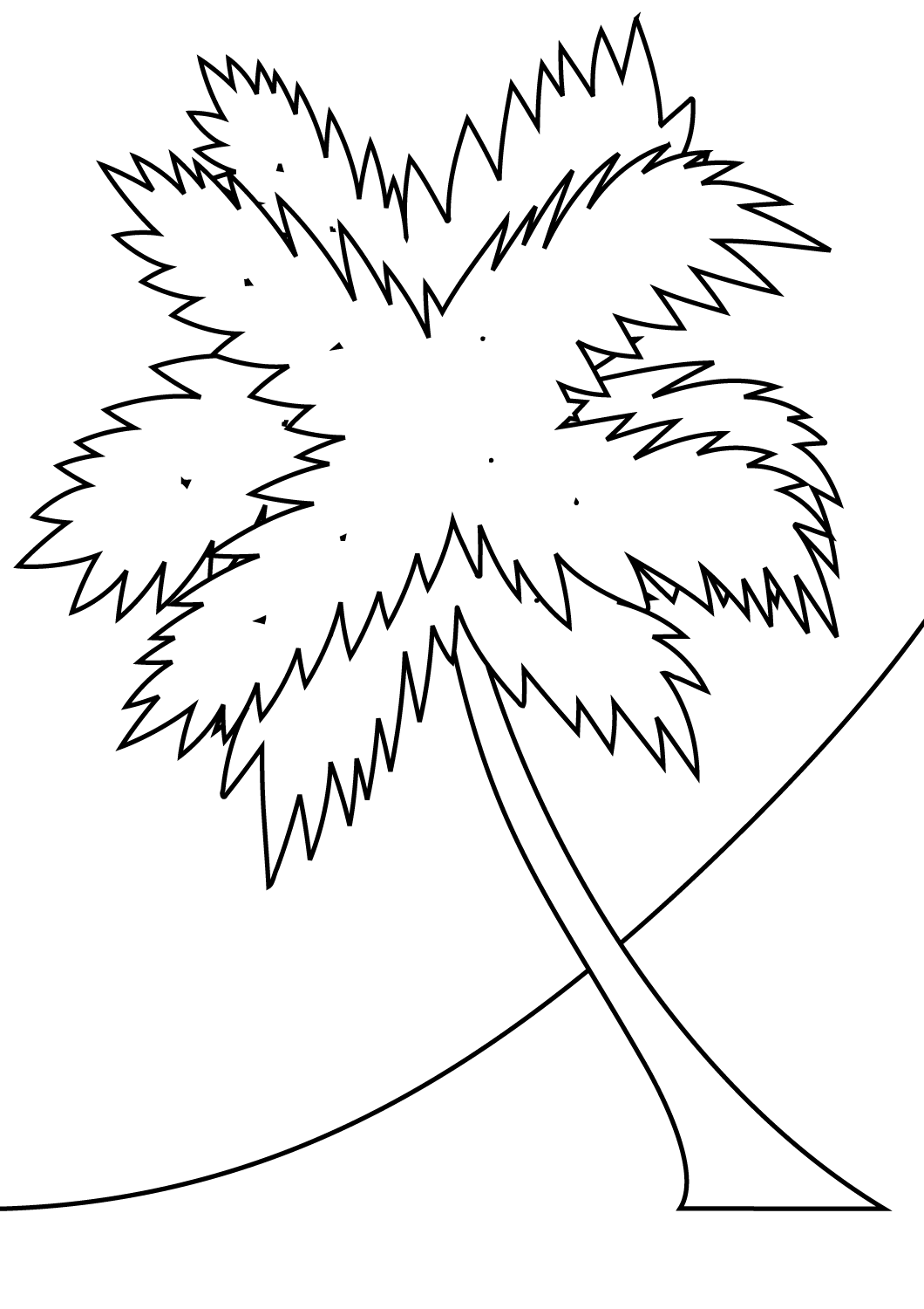 Palm Tree On A Beach Coloring Page