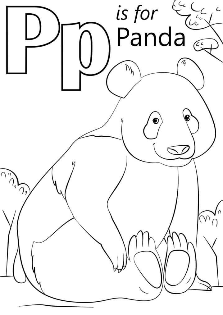 Panda Letter P Coloring Page