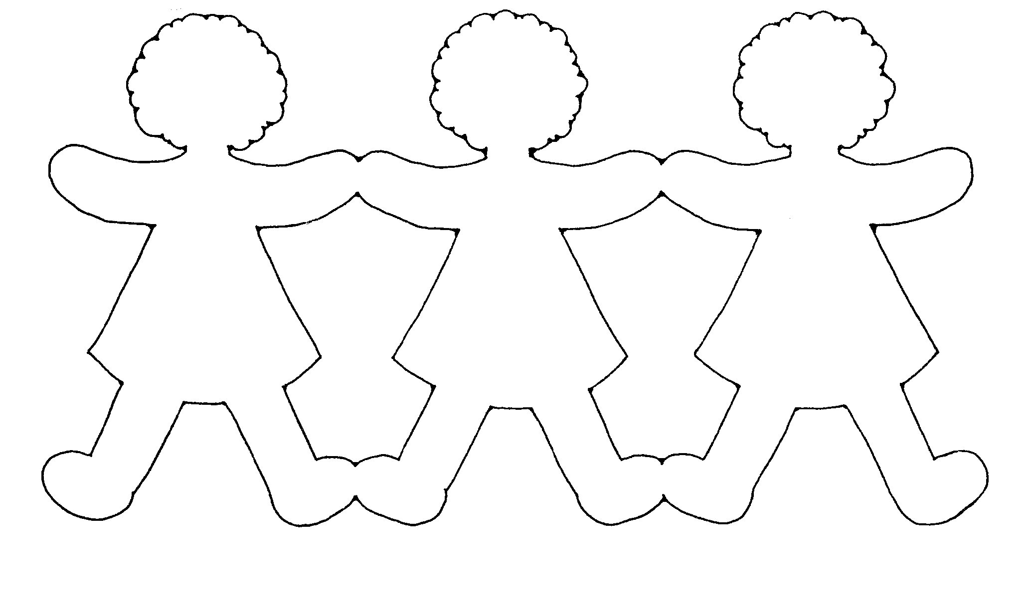 Paper Doll Chain Template Coloring Page