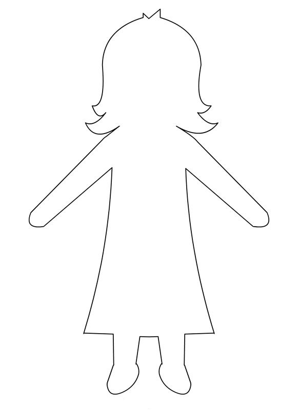 Paper Doll Template Female Coloring Page