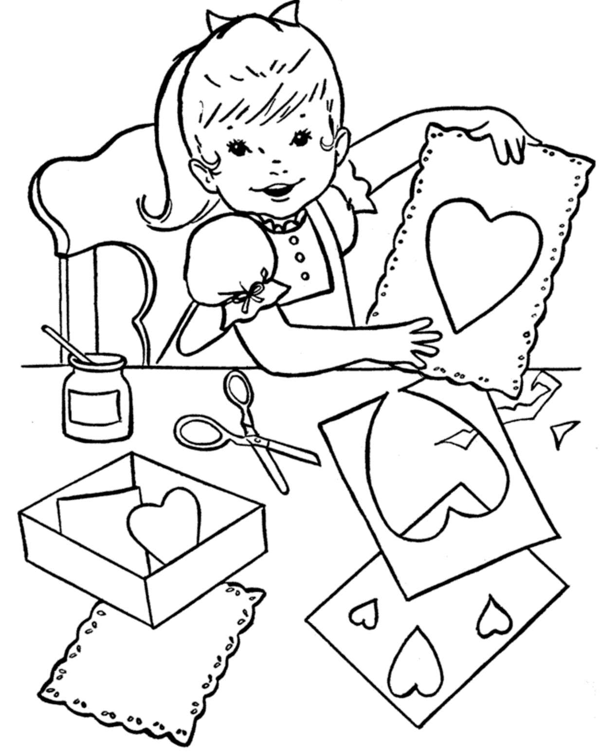 Paper Heart Valentine S03b6 Coloring Page