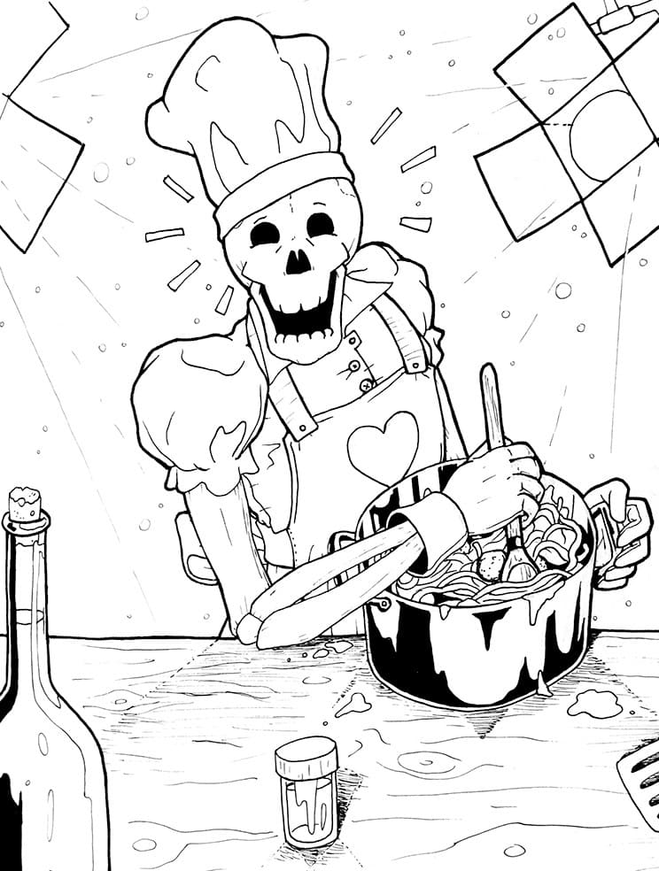 Papyrus is Cooking Coloring Page