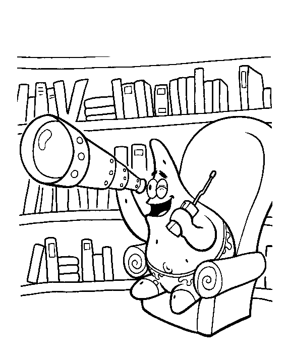 Partick In The Library Coloring Page