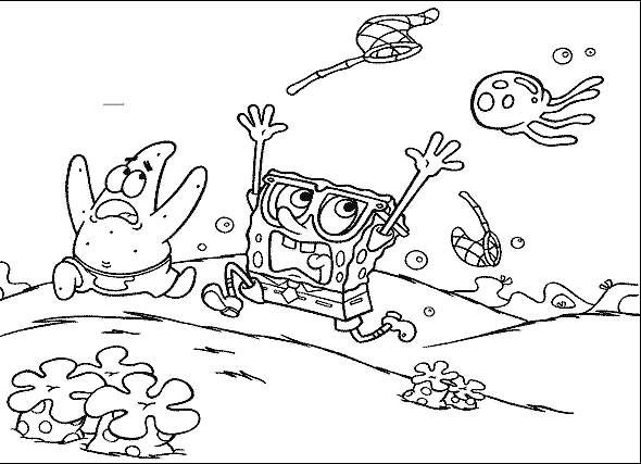 Patrick And Spongebob Afraid Coloring Page