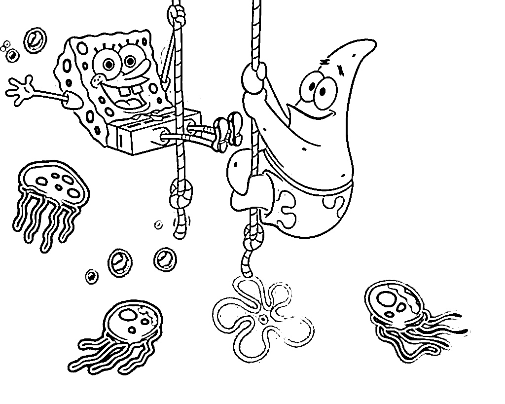 Patrick And Spongebob Printable Coloring Page