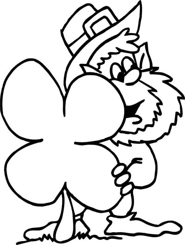 Patrick Day Four Leaf Clover Coloring Page