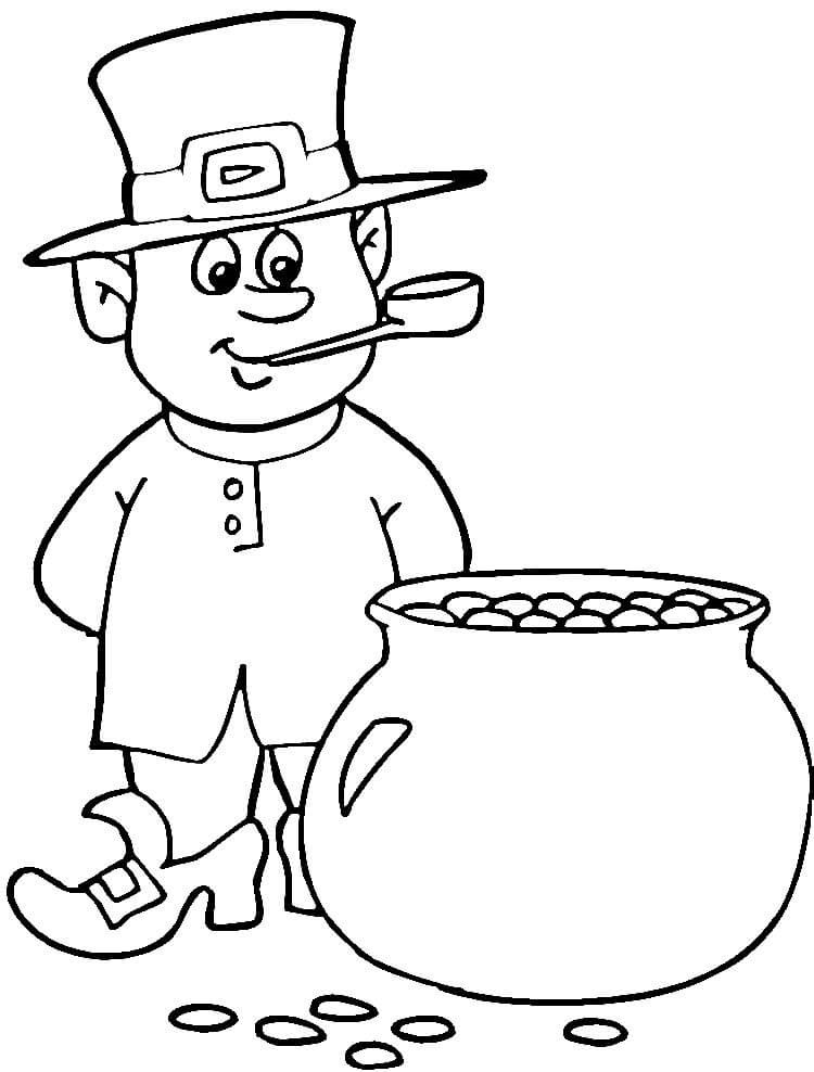 Patrick Pot Of Gold Coloring Page