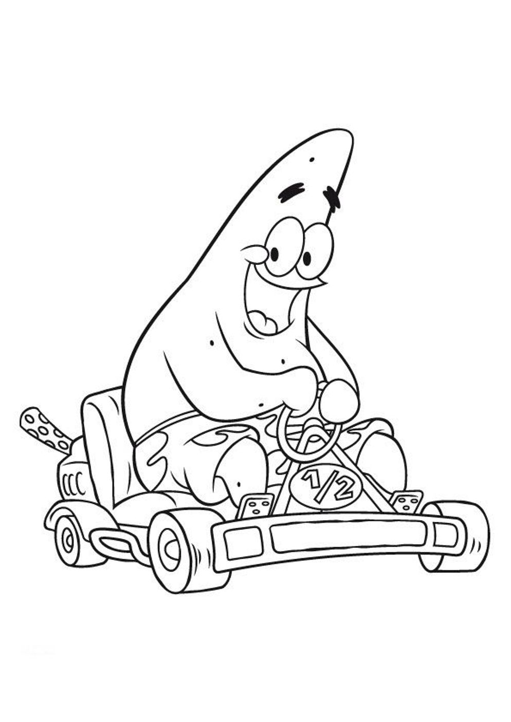 Patrick Star Riding Spongebob Printable Coloring Page