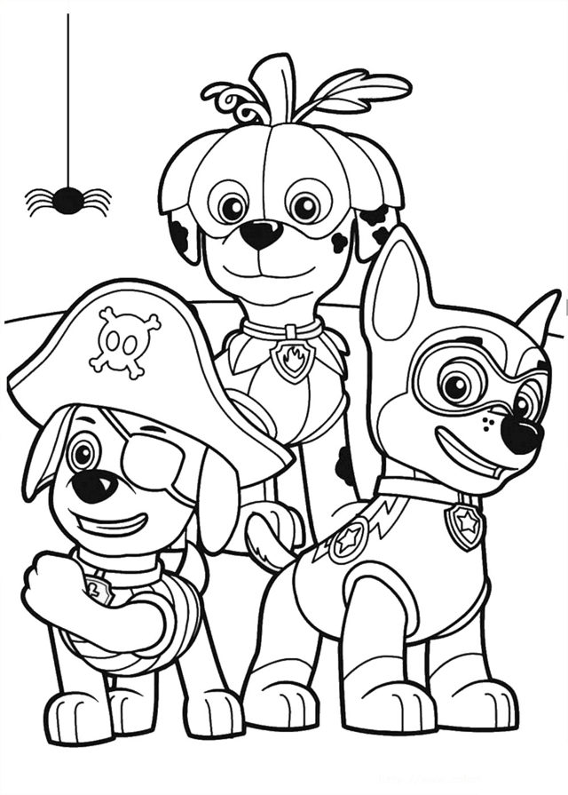 Paw Patrol Party Halloween Coloring Page