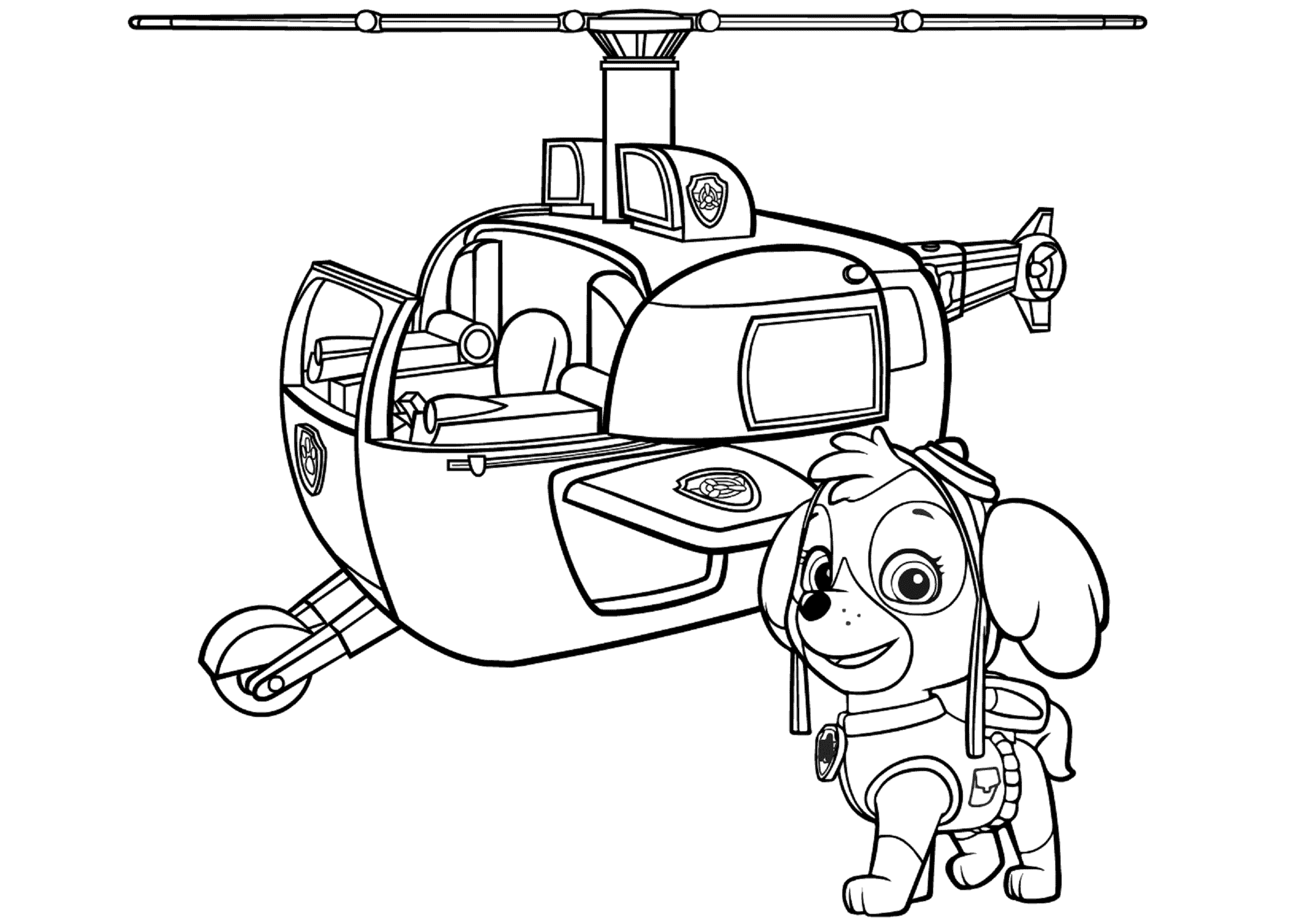 Paw Patrol Skyes Helicopter Paw Patrol Coloring Page