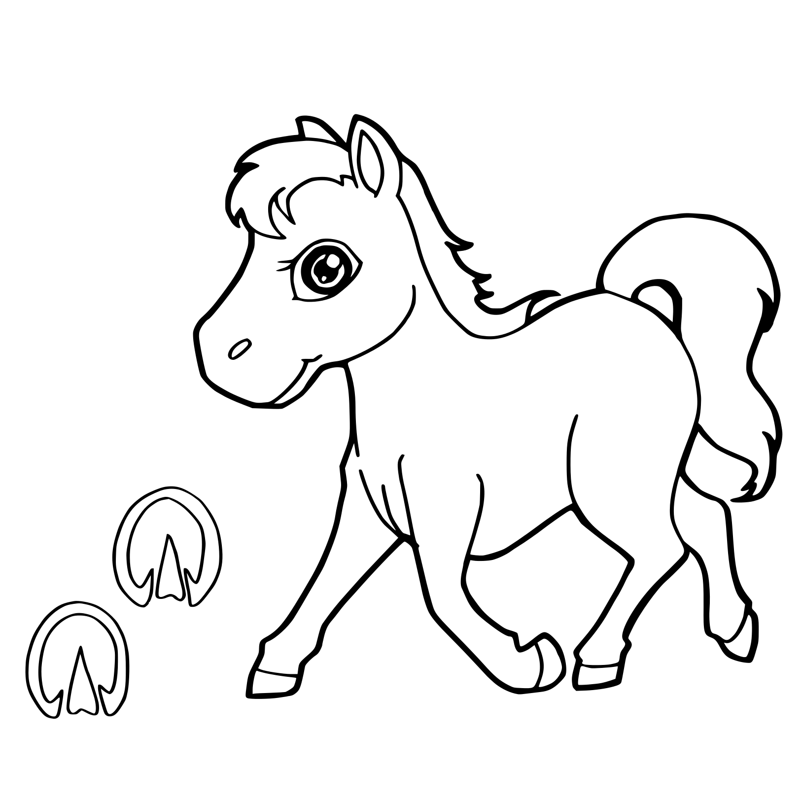 Paw Print With Horse Kid Coloring Page