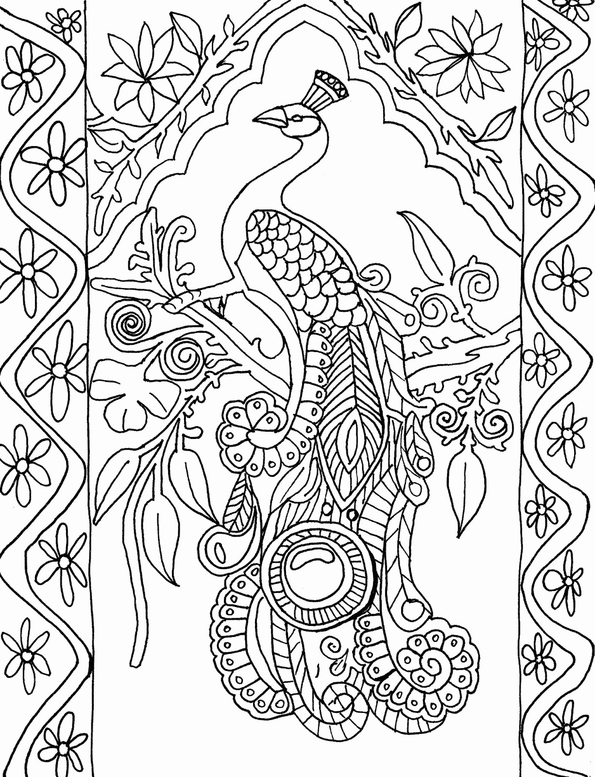 Peacock Printable Coloring Sheet