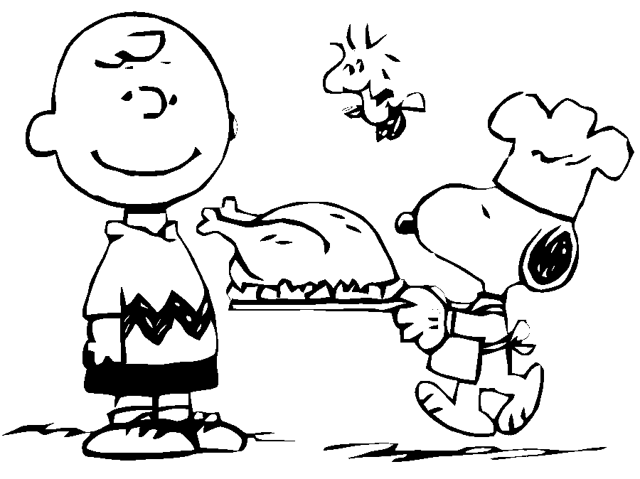Peanuts Thanksgiving Day Snoopy Coloring Page