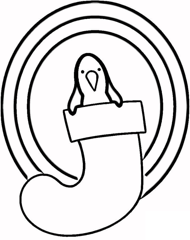 Penguin in Christmas Stocking Coloring Page
