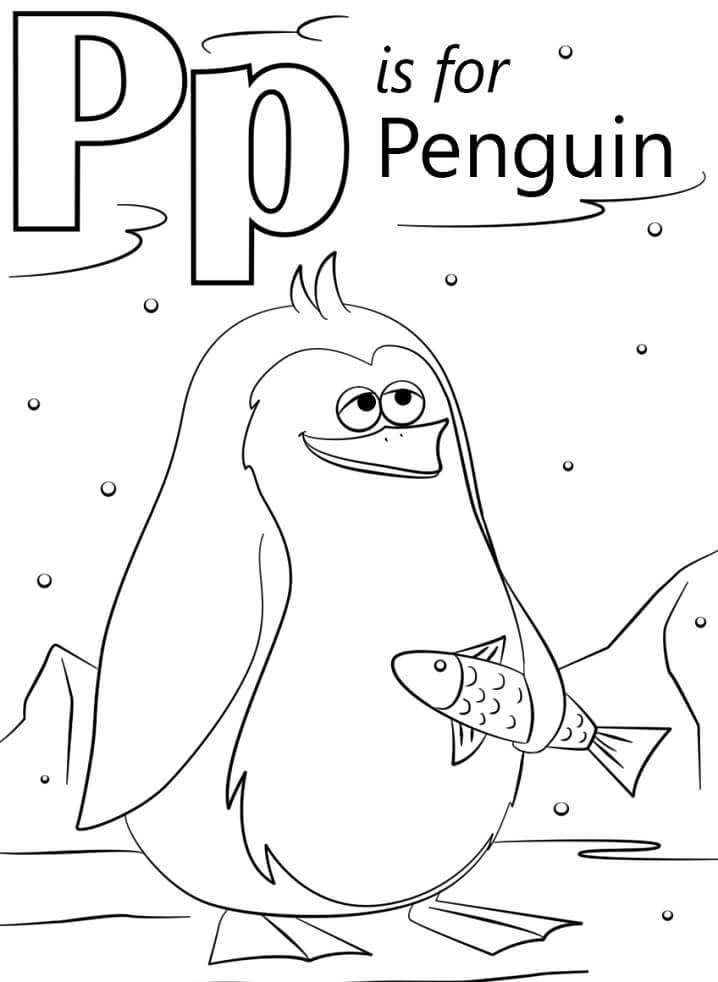 Penguin Letter P Coloring Page