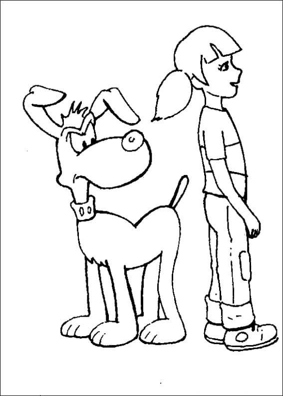 Penny and Brain from Inspector Gadget Coloring Page