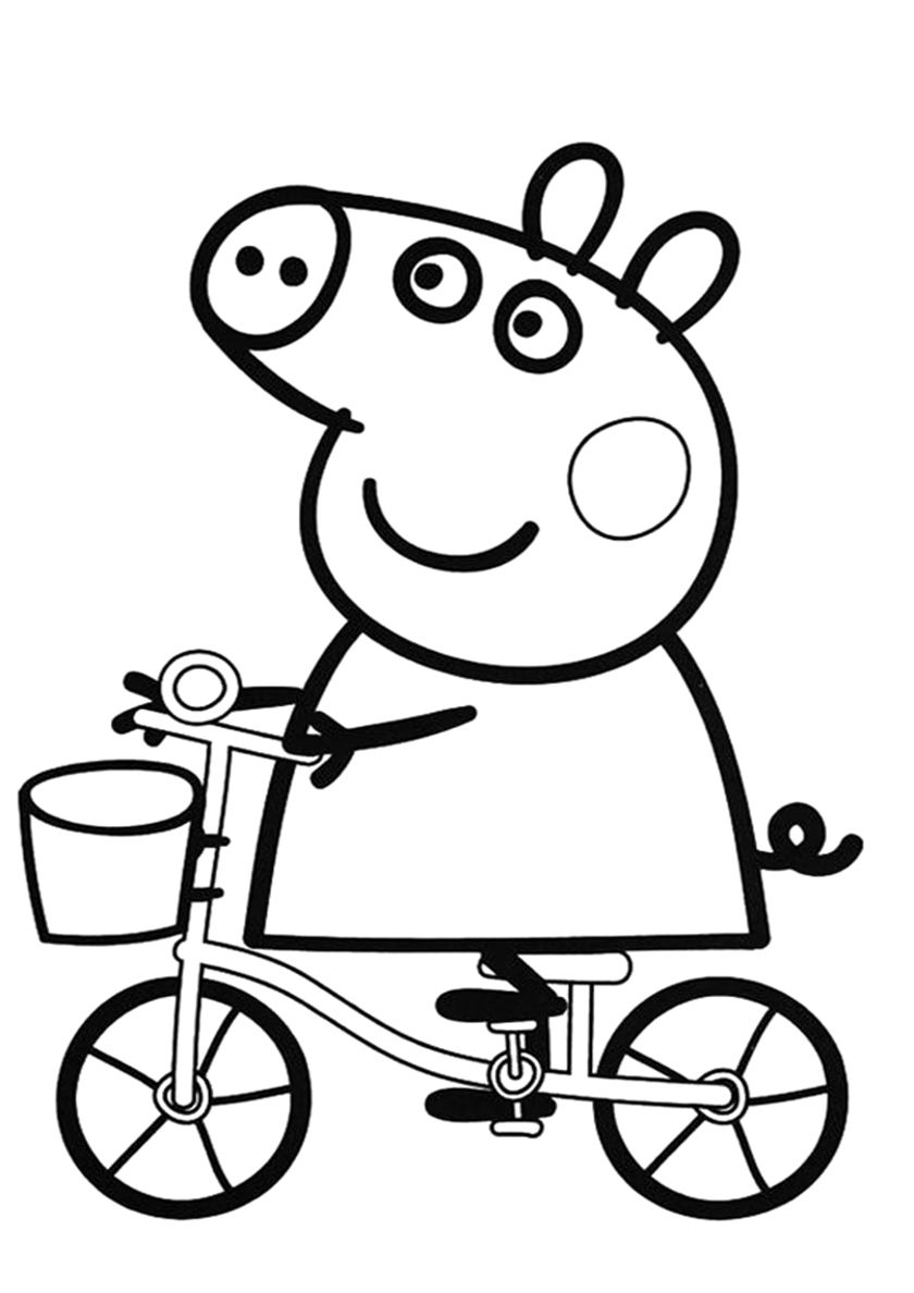 Peppa Pig On A Bicycle Coloring Page