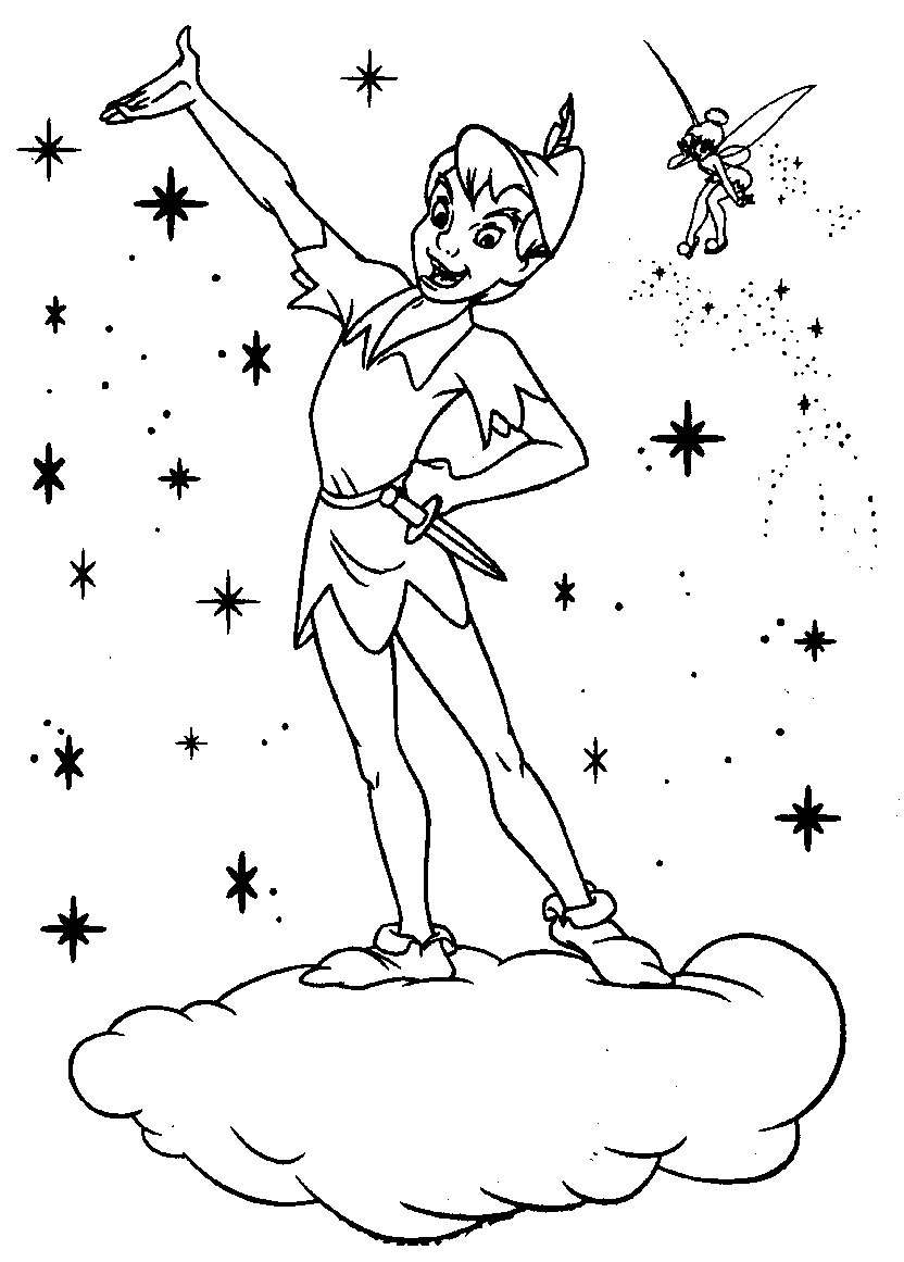 Peter Pan and Tinkerbells Coloring Page