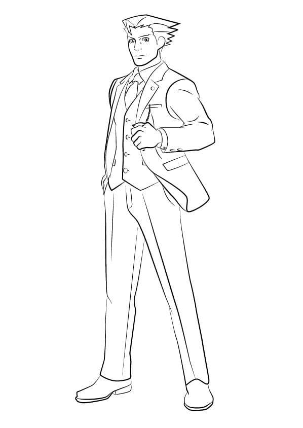 Phoenix Wright from Ace Attorney Coloring Page