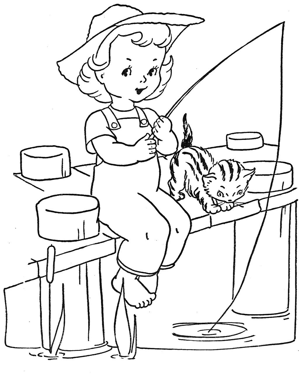 Pier Fishings Coloring Page