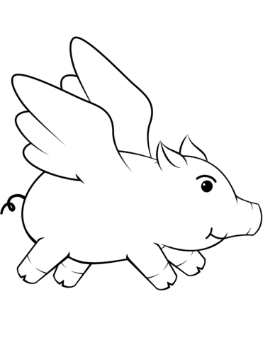 Pig Flying Coloring Page