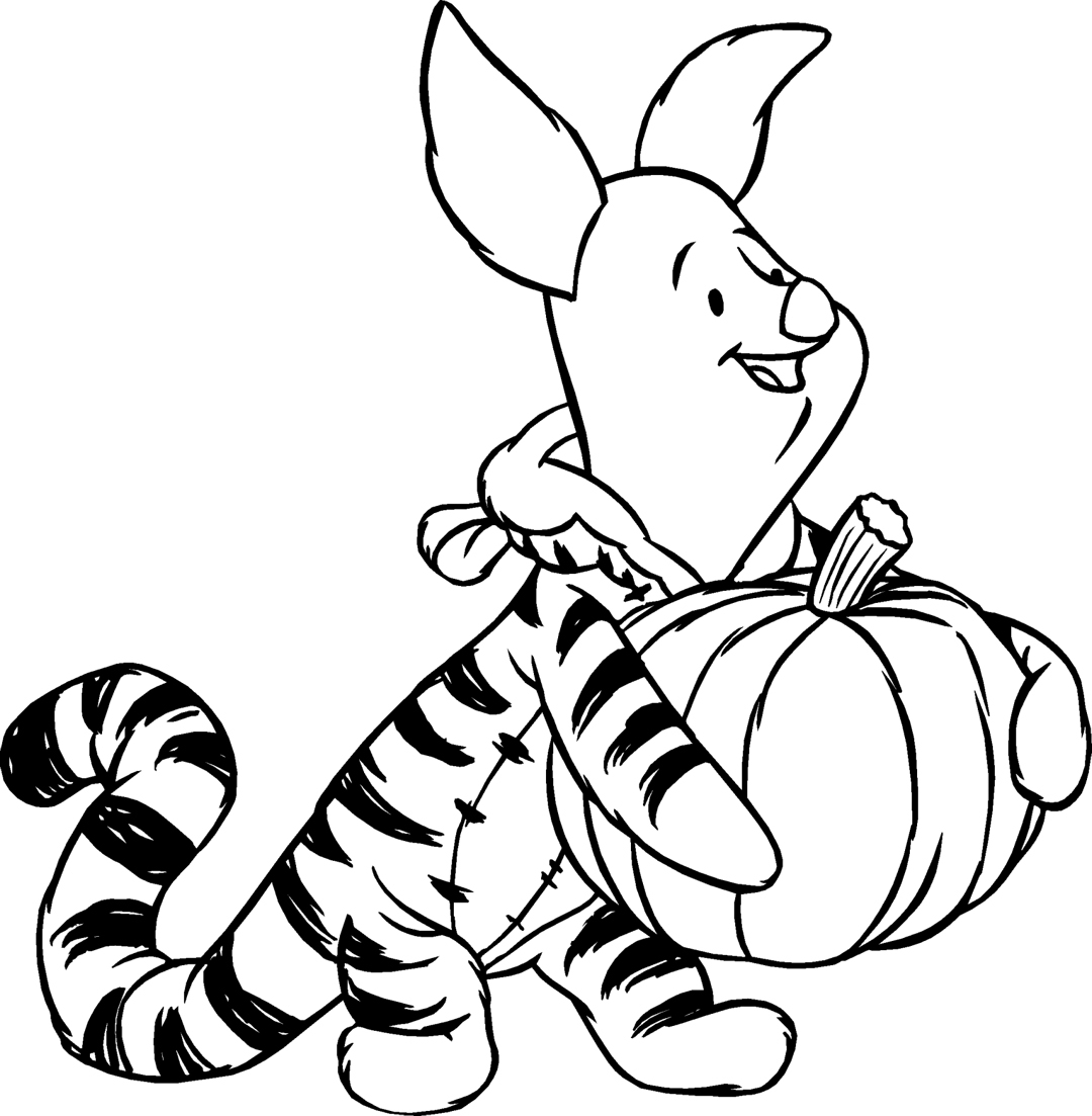 Piglet And His Pumpkin Coloring Page