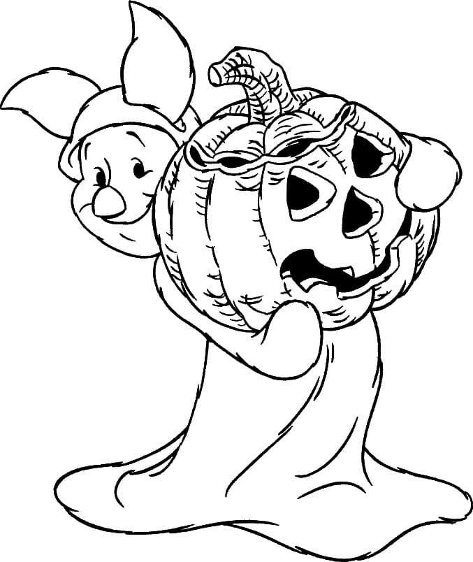Piglet and Pumpkin Coloring Page