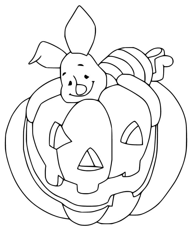 Piglet on Pumpkin Coloring Page