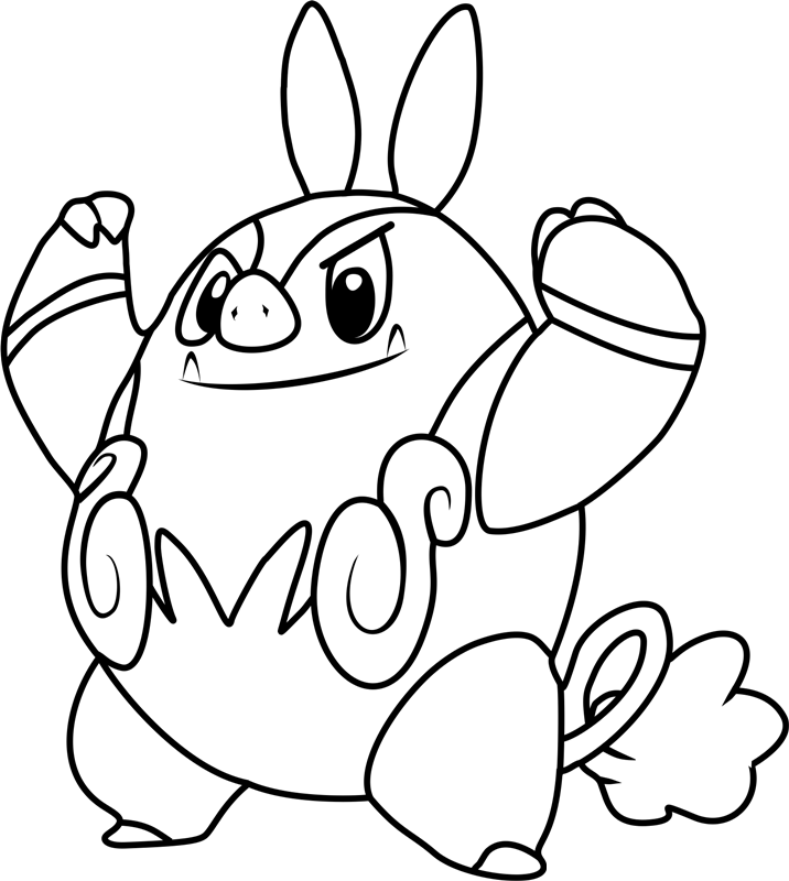 Pignite Pokemon Smiling Coloring Page