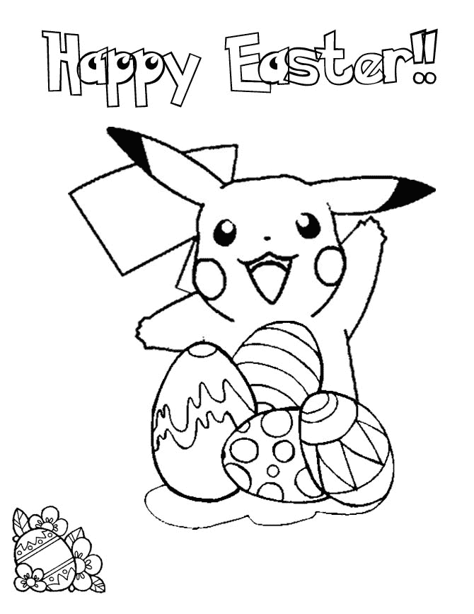 Pikachu Easter Coloring Page