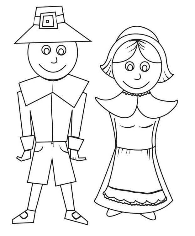 Pilgrim Couple 4 Coloring Page