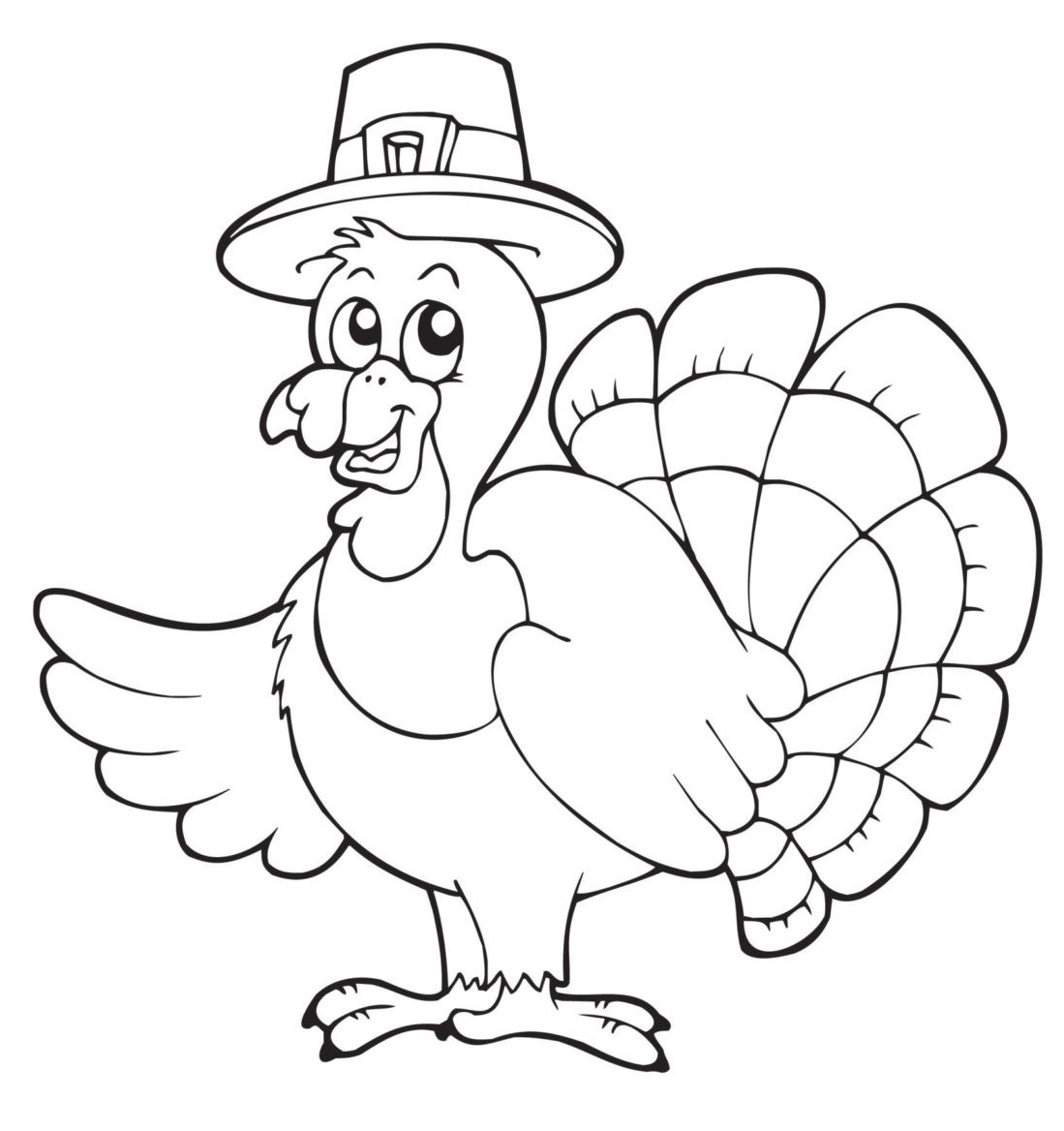 Pilgrim Turkey Thanksgiving Coloring Page