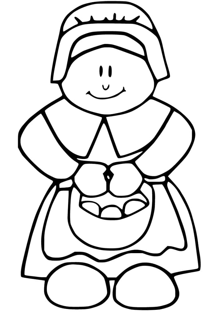 Pilgrim Woman and Eggs Coloring Page