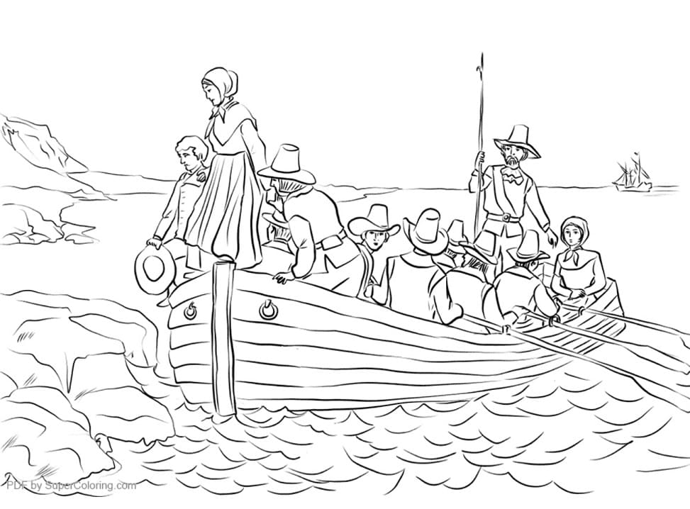 Pilgrims John Alden and Mary Chilton Coloring Page