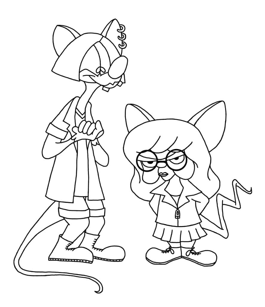 Pinky and the Brain Dressed as Girls Coloring Page