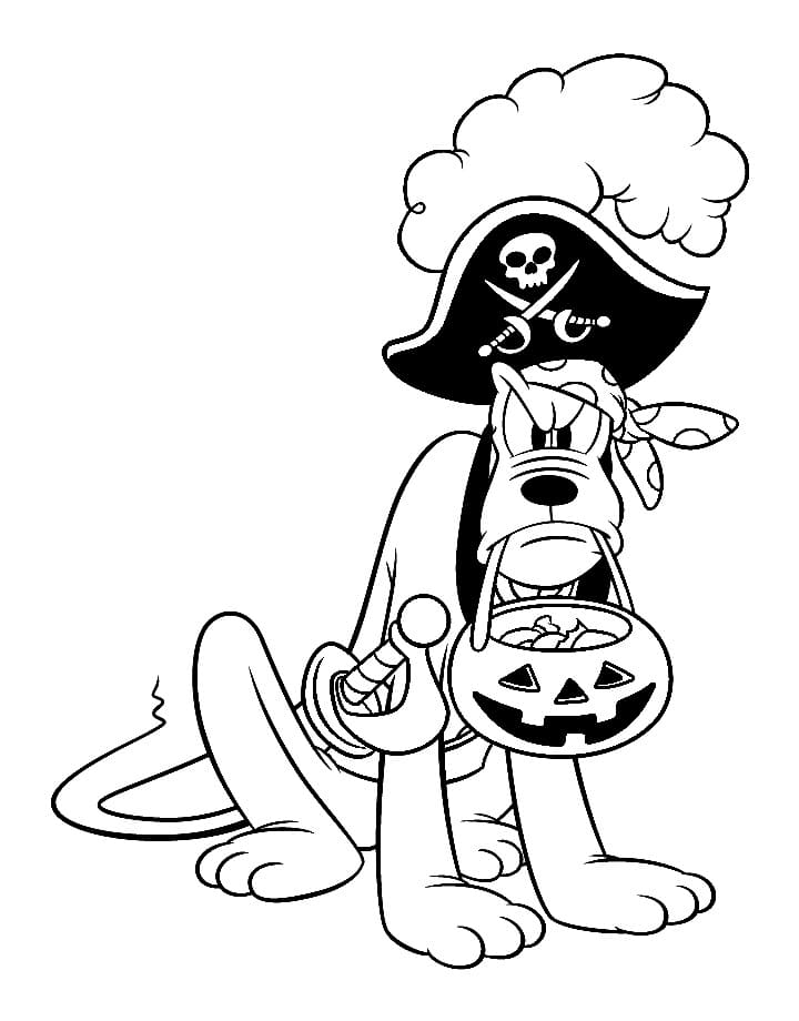 Pirate Pluto on Hallween Coloring Page